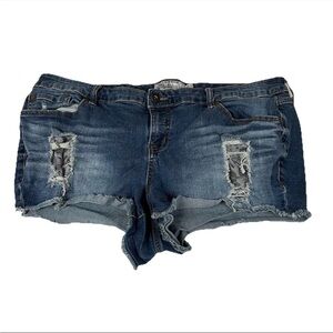 Torrid Women’s Plus Size 20 Short Shorts Jean Distressed Dark Wash Blue #2175
